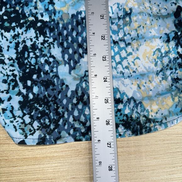 White Stag Button Up Blouse XL — Teal/Black/Yellow Snakeskin-Style Print - Picture 9 of 9